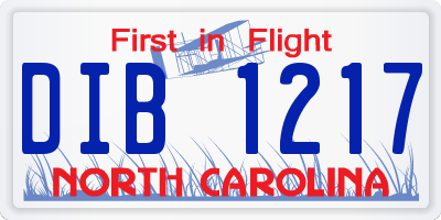 NC license plate DIB1217