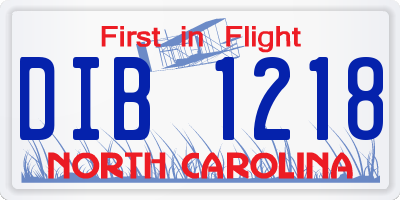 NC license plate DIB1218