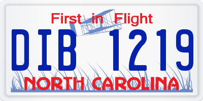 NC license plate DIB1219