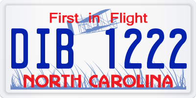 NC license plate DIB1222
