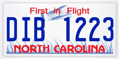 NC license plate DIB1223