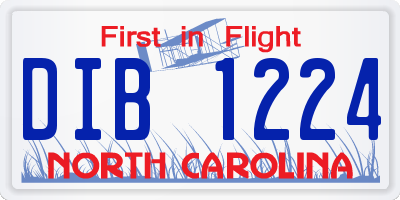 NC license plate DIB1224