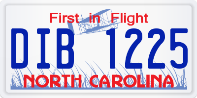 NC license plate DIB1225