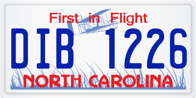 NC license plate DIB1226
