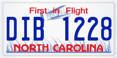 NC license plate DIB1228