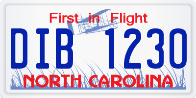 NC license plate DIB1230