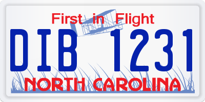 NC license plate DIB1231