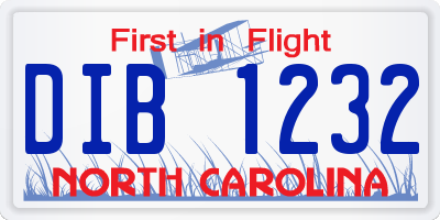 NC license plate DIB1232