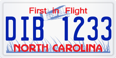 NC license plate DIB1233