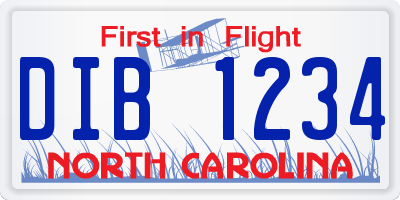 NC license plate DIB1234