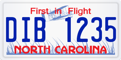 NC license plate DIB1235