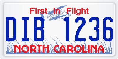 NC license plate DIB1236