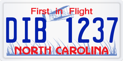 NC license plate DIB1237