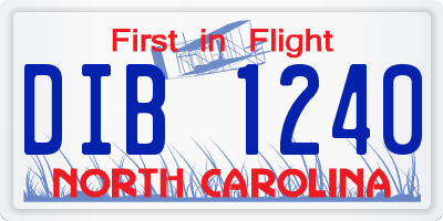 NC license plate DIB1240