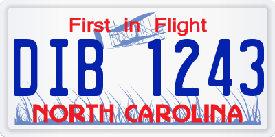 NC license plate DIB1243