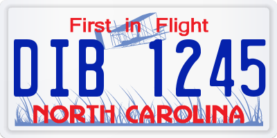 NC license plate DIB1245