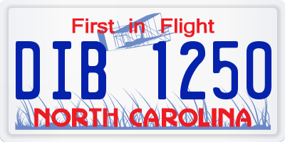 NC license plate DIB1250