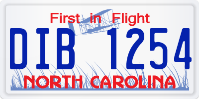 NC license plate DIB1254