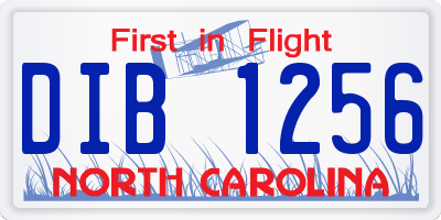 NC license plate DIB1256