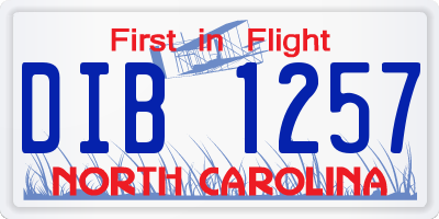 NC license plate DIB1257