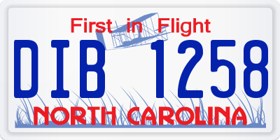 NC license plate DIB1258