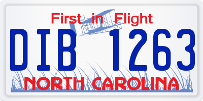 NC license plate DIB1263