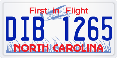 NC license plate DIB1265