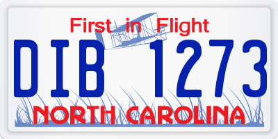 NC license plate DIB1273