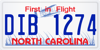 NC license plate DIB1274