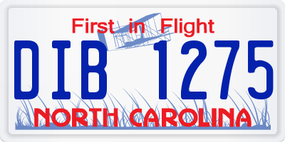 NC license plate DIB1275