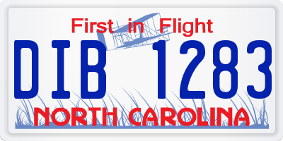 NC license plate DIB1283