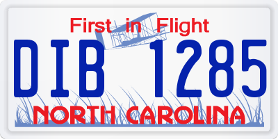NC license plate DIB1285