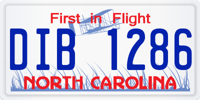 NC license plate DIB1286