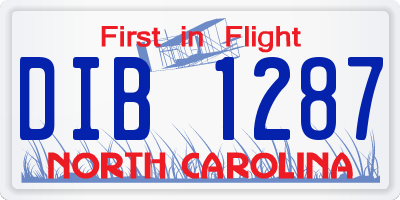 NC license plate DIB1287