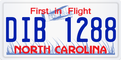 NC license plate DIB1288