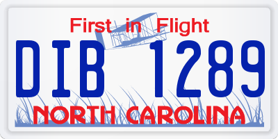 NC license plate DIB1289