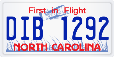 NC license plate DIB1292