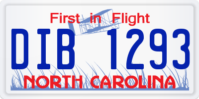 NC license plate DIB1293