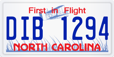 NC license plate DIB1294