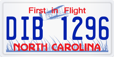 NC license plate DIB1296