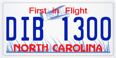 NC license plate DIB1300