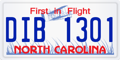 NC license plate DIB1301