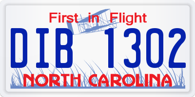 NC license plate DIB1302