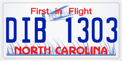 NC license plate DIB1303
