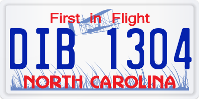 NC license plate DIB1304