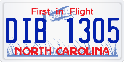 NC license plate DIB1305