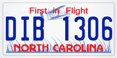 NC license plate DIB1306