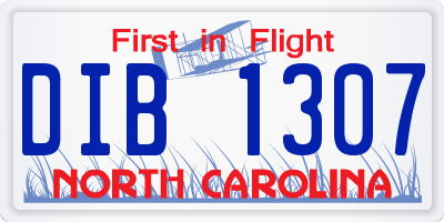 NC license plate DIB1307