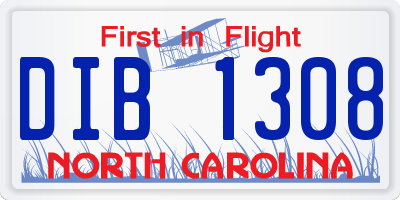NC license plate DIB1308