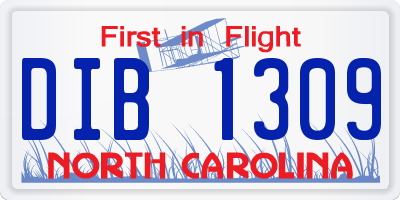 NC license plate DIB1309